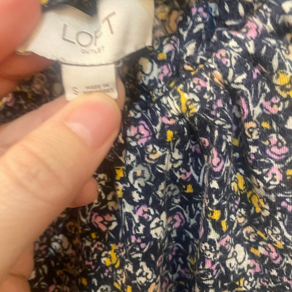 LOFT Floral Blouse - Blue and Yellow - Picture 4 of 4